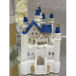 4 1/2" White and Blue Fairy Tale Castle Cake Top Centerpiece for Birthday Wedding Sweet 16